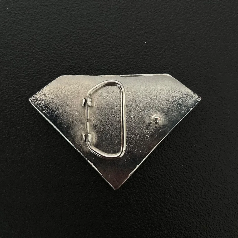 Superman Logo Belt Buckle Red Yellow Enamel Silver Tone Shield Superhero Cosplay